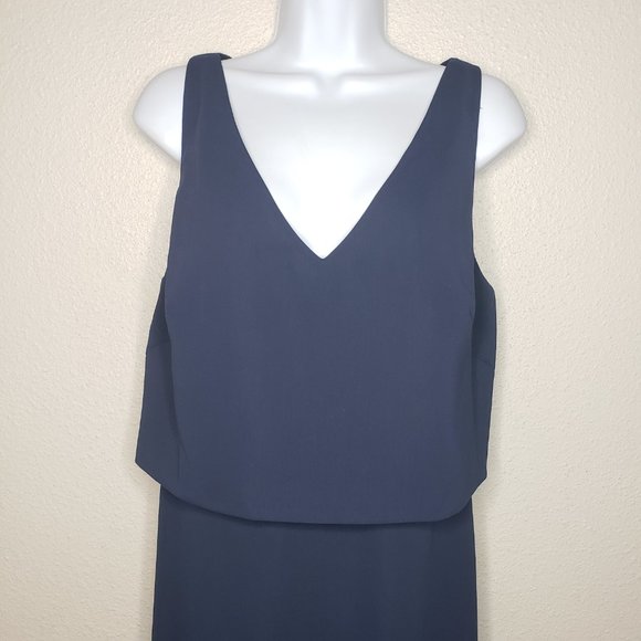 Jenny Yoo Sz 14 Sleeveless V-Neck Crepe Bridesmaid Dress, Midnight/Navy (1124) - Picture 2 of 7